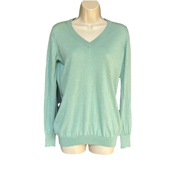 Ann Mashburn Size L Womens V-neck 100% Cashmere Sweater Pullover Mint Green - Picture 11 of 11